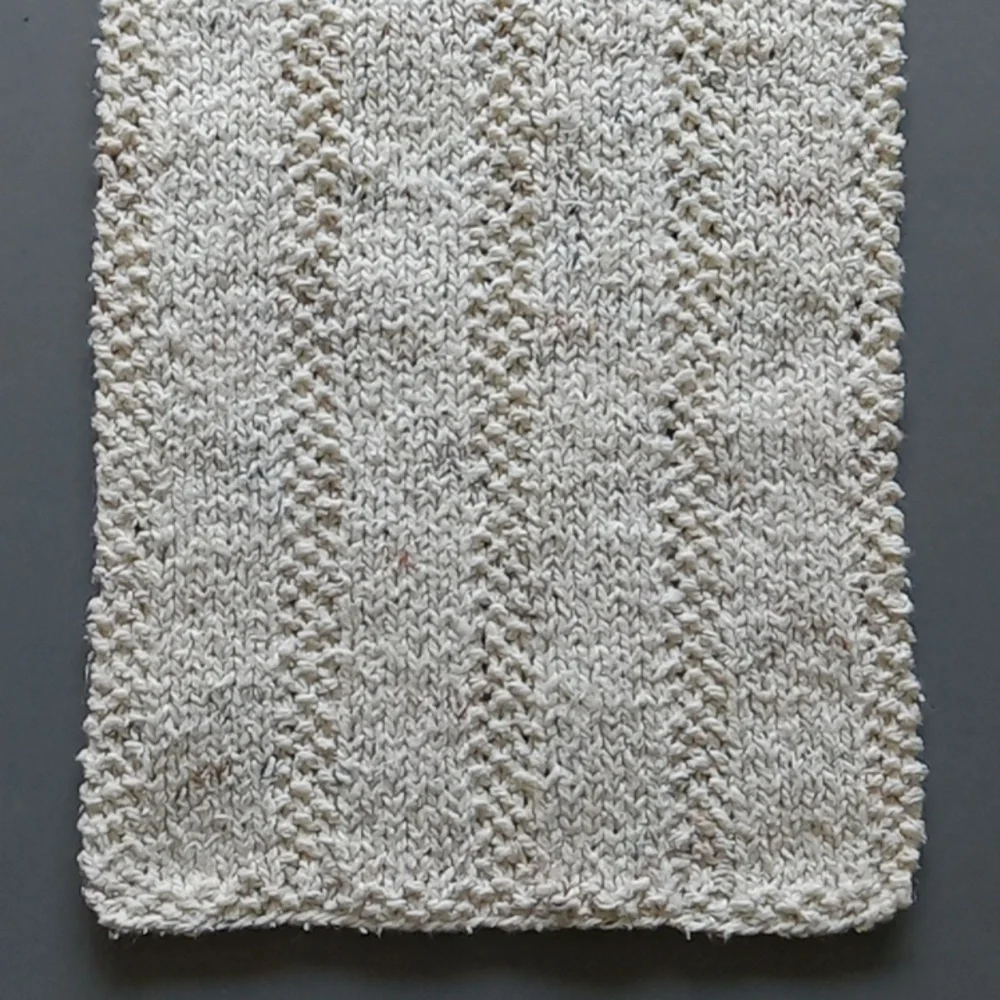Hand Crafted Hand Knit Oatmeal Textured Stripe Cotton Blend Hand Towel